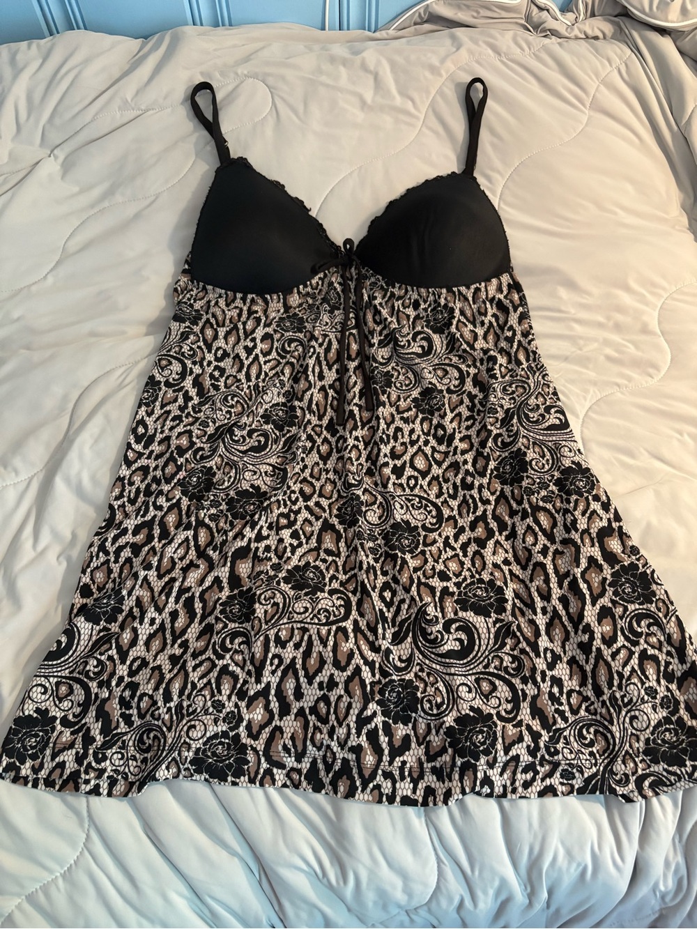 Ambrielle Leopard Print Babydoll Chemise Small